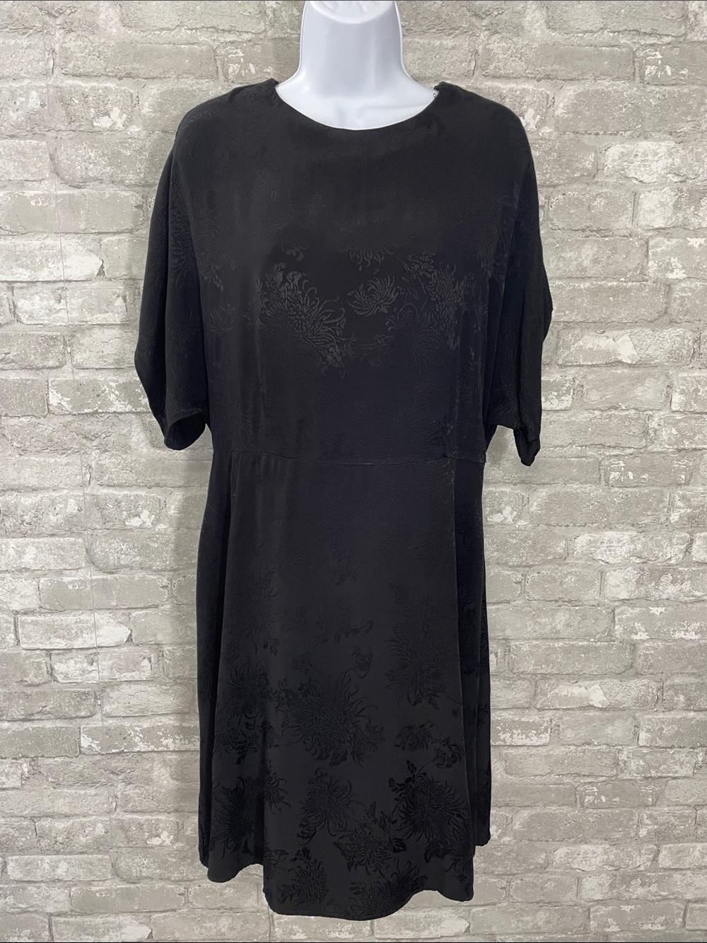 MNG Suit Black Jacquard Midi Shift Dress